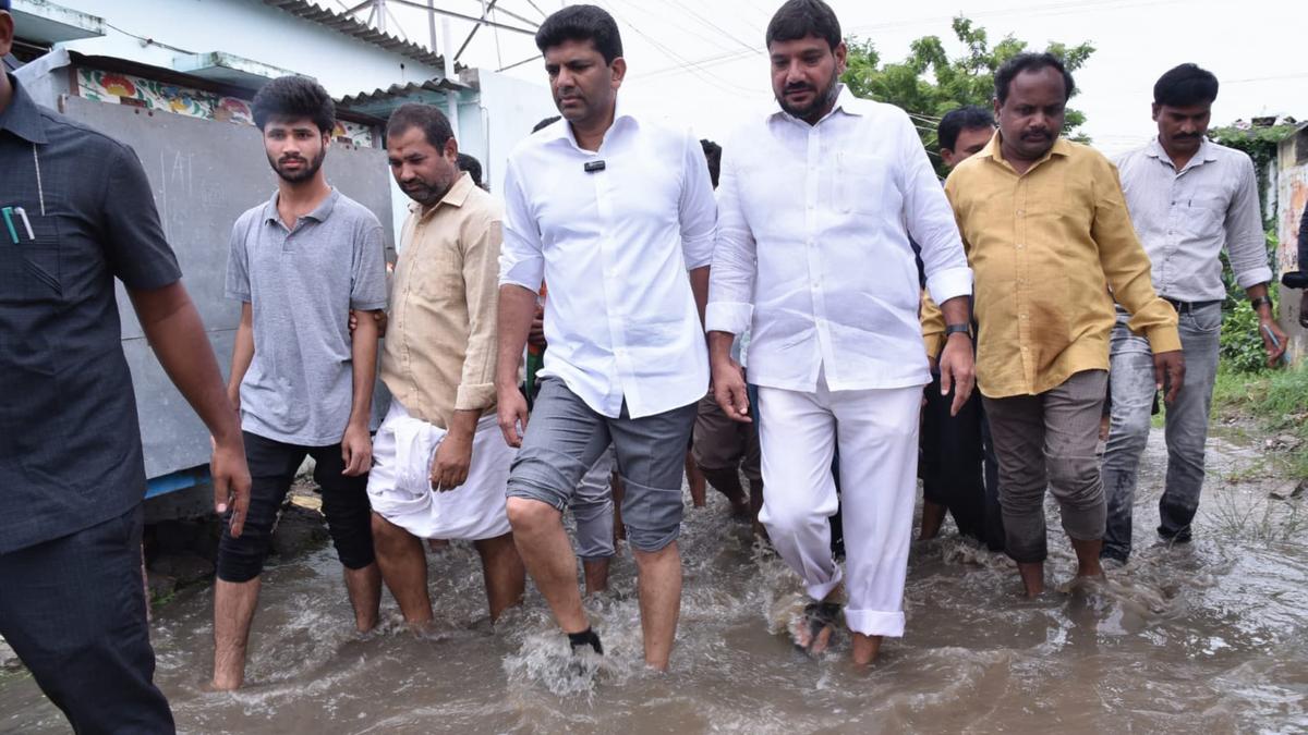 Union Minister Chandra Sekhar visits flood-hit areas in Guntur city